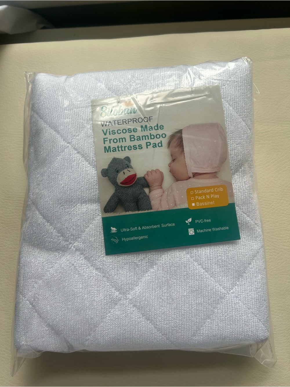 Waterproof Bamboo Viscose Mattress Pad - White